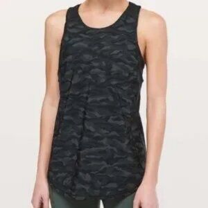 Womens Lululemon Black Camo Activewear Sleeveless Sculpt II Tank Top 10